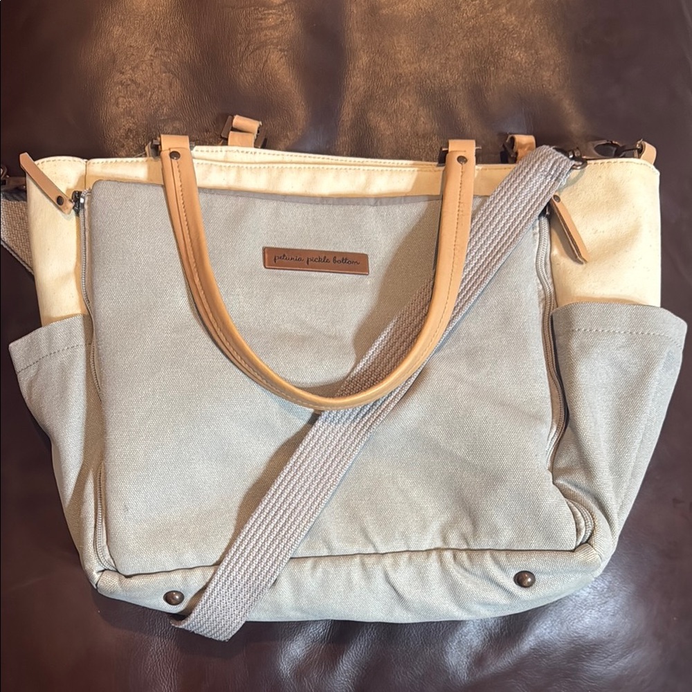 Cream and Tan Tote Bag